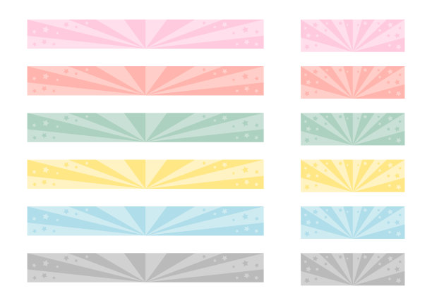 旗帜设计。模板集。径向背景。星星装饰。矢量插图。图片下载