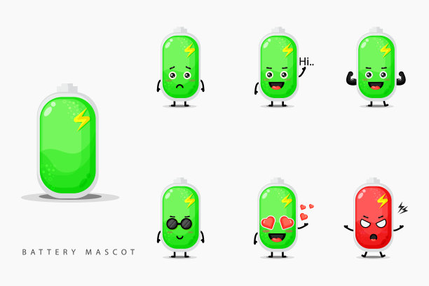 可爱电池设计套装图片下载