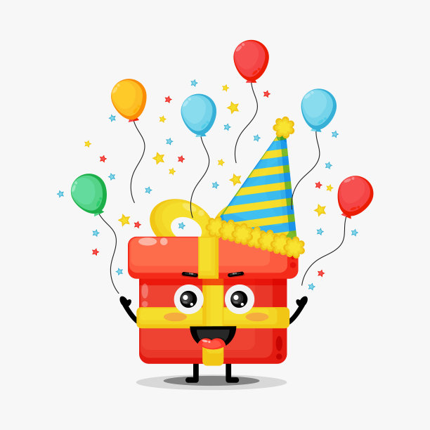 可爱的生日吉祥物礼盒图片下载