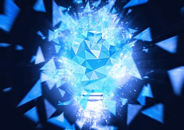 摘要说明了一个蓝色灯泡在科学技术概念下爆炸图片下载