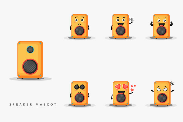 集可爱喇叭吉祥物设计图片下载