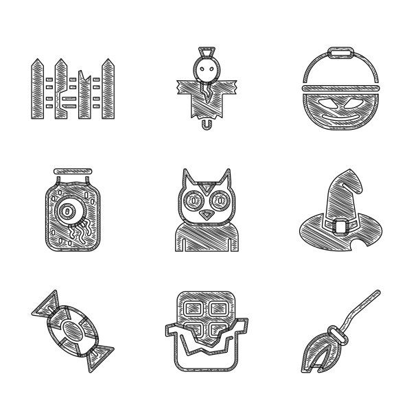 集猫头鹰鸟巧克力棒女巫扫帚帽图片下载