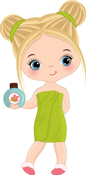 可爱的金发水疗小女孩裹着毛巾图片下载