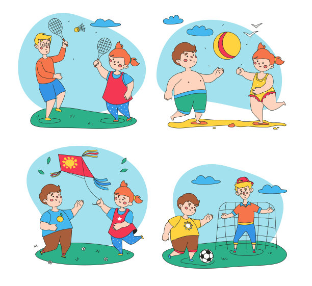 夏季活动-设置丰富多彩的平面设计图片下载