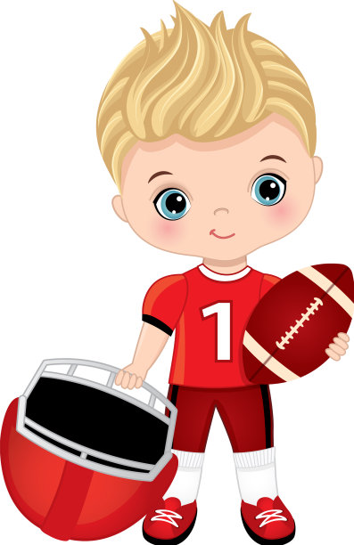 可爱的小男孩在踢美式足球图片下载