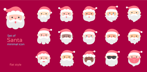 圣诞老人平面设计图标集图片下载