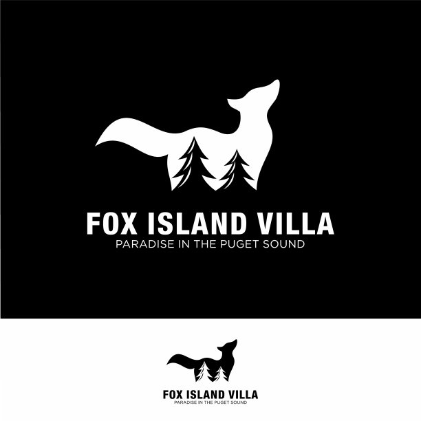 狐狸标志模板与松树组合图片下载