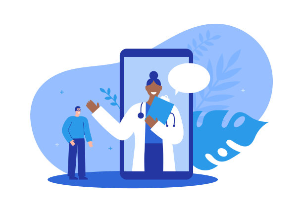 医生手机应用程序在家里卡通概念孤立图片下载
