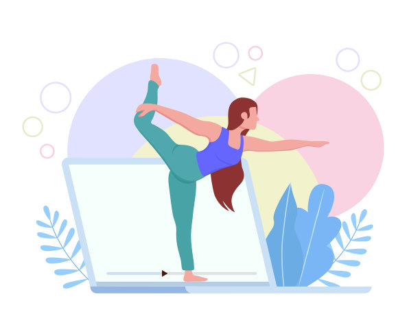 女人做瑜伽姿势从家里的电脑图片下载