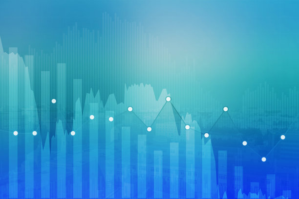 金融背景股票和衍生品市场，图表，图表，柱，线，城市蓝色。趋势向上和向下。三维演示图片下载