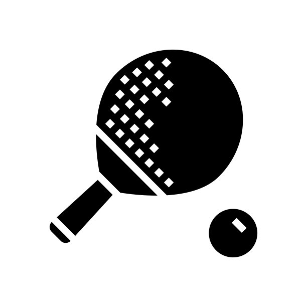 乒乓球运动游戏字形图标矢量插图图片下载