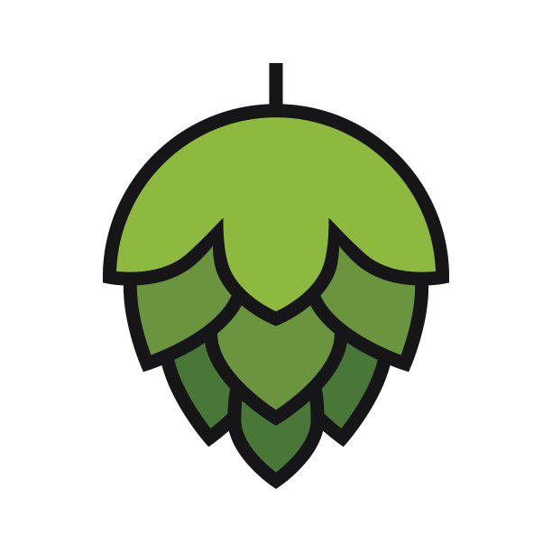 跳图标。啤酒花是大麻科开花植物的一个属。雌花啤酒花的绿色锥形花被用于酿造啤酒。图片下载