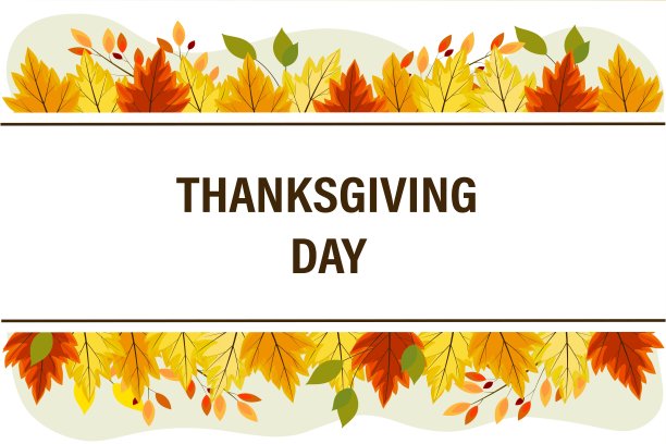 感恩节,刻字。秋天的树叶，树枝，在白色的背景上。可印刷贺卡模型，矢量插图图片下载