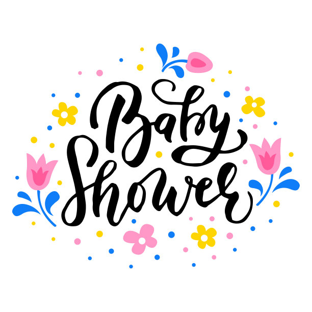 婴儿淋浴手写字母矢量插图图片下载