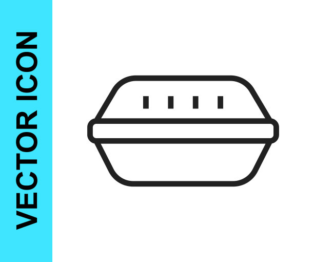 黑线午餐盒图标孤立在白色背景。向量图片下载