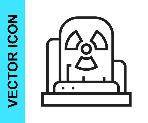 黑色线放射性警告灯图标隔离在白色背景。向量图片下载