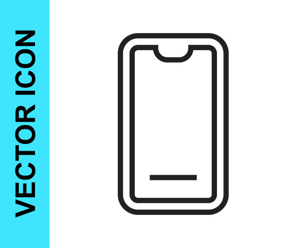 黑线:手机上的食物点餐图标被隔离在白色背景上。通过移动电话订购。餐厅外卖概念。向量图片下载