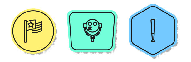 设置线美国国旗旅游双筒望远镜和图片下载