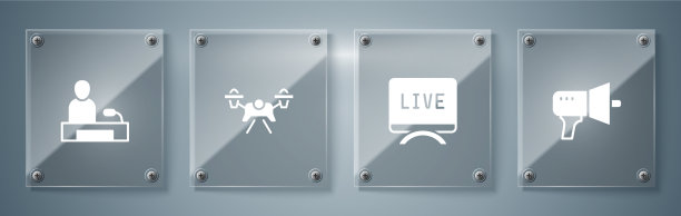 设置扩音器现场报告无人机和电视图片下载