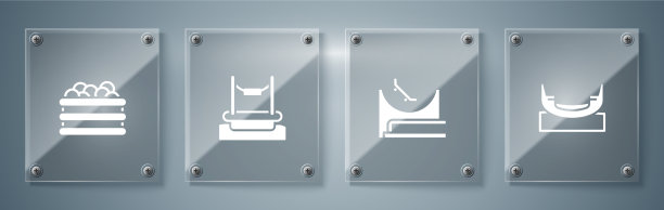 设有船、秋千、滑板、公园、蹦极和游泳池图片下载