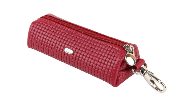 红色管家女皮革昂贵的公文包隔离在白色图片下载