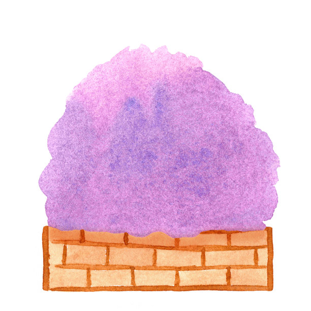 紫树丛水彩画，紫树丛在砖瓦罐上手绘水彩画图片下载