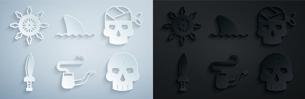 抽烟斗的海盗船长剑骷髅图片下载