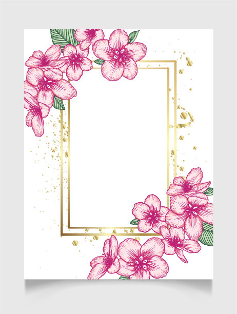 花卉婚礼请柬精美卡片模板图片下载