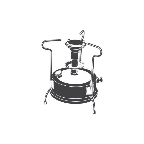 白色背景上的复古primus silhoutte。矢量插图。复古露营primus剪影。露营，登山，徒步旅行的装备。图片下载