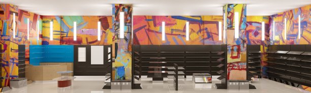 商业场所，商店，室内可视化，3D插图，cg渲染图片下载