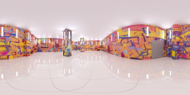球形室内全景图，3D插图图片下载