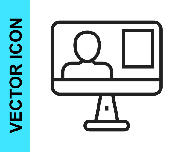 在白色背景上隔离的在线类图标。在线教育的概念。向量图片下载