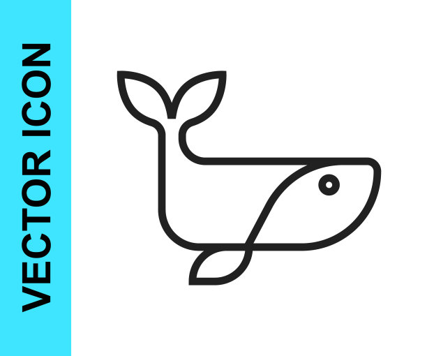 黑线鲸鱼图标孤立在白色的背景。向量图片下载