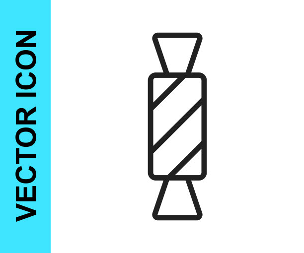 黑线糖果图标孤立在白色背景。快乐的万圣节派对。向量图片下载