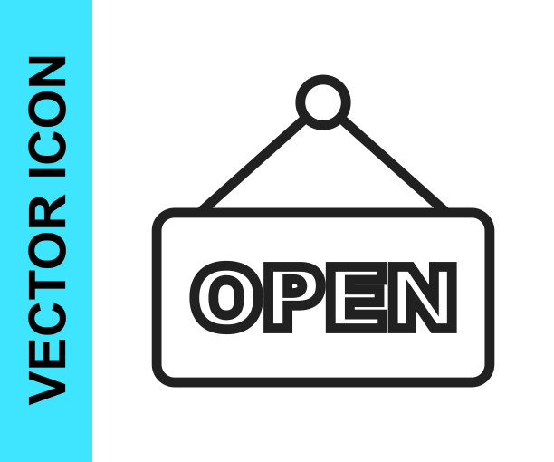 白色背景上的“开门”文字标志图片下载