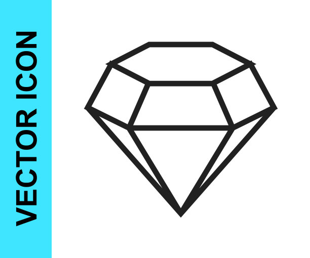 黑色线菱形图标孤立在白色背景。首饰的象征。宝石石头。向量图片下载