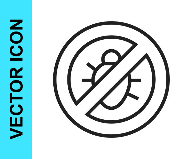 黑色线停止科罗拉多甲虫图标孤立在白色背景。向量图片下载