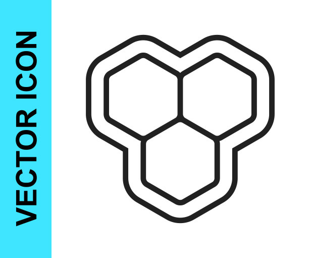 黑线蜂巢图标隔离在白色背景。蜂蜜细胞的象征。甜蜜的天然食品。向量图片下载