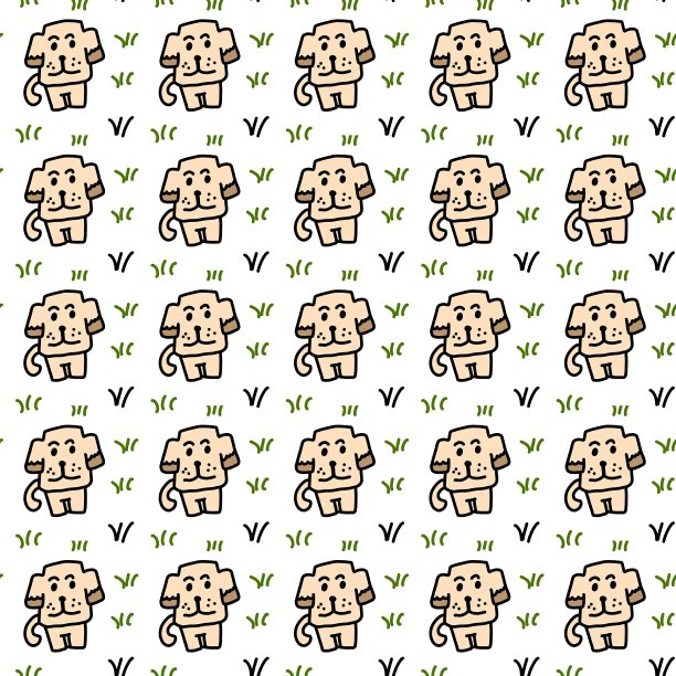 可爱的卡通狗无缝图案图片下载