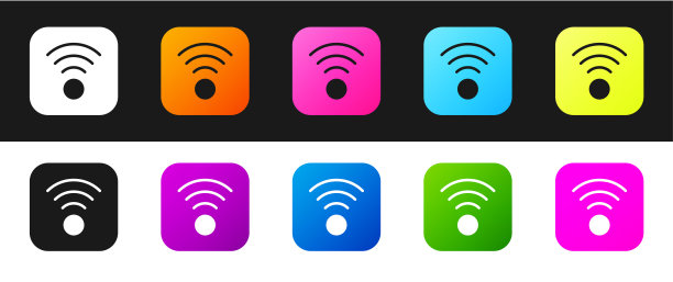 设置Wi-Fi无线互联网网络符号图标隔离在黑白背景上。向量图片下载
