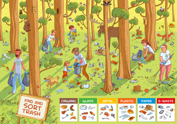 找出图片中隐藏的物体。找到并分类垃圾。家庭收集垃圾图片下载