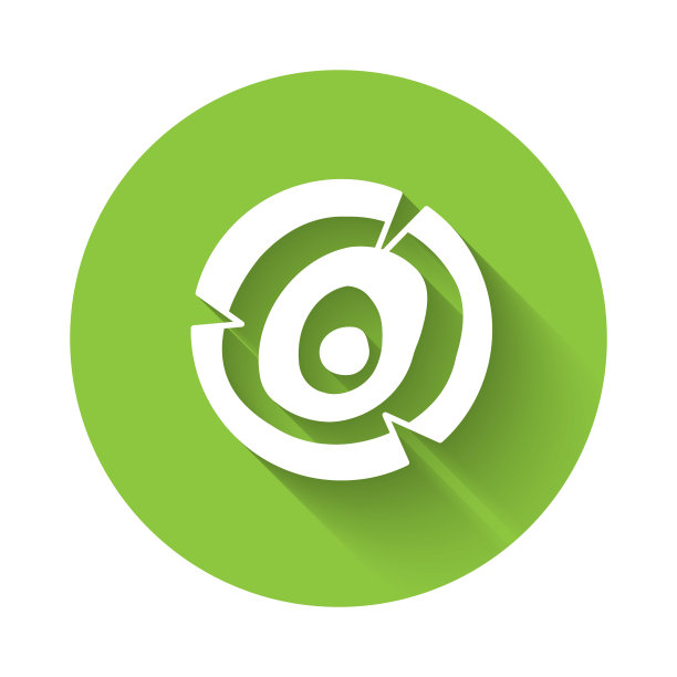 白色原木图标隔离与长阴影背景。堆柴火。绿色圆圈按钮。向量图片下载