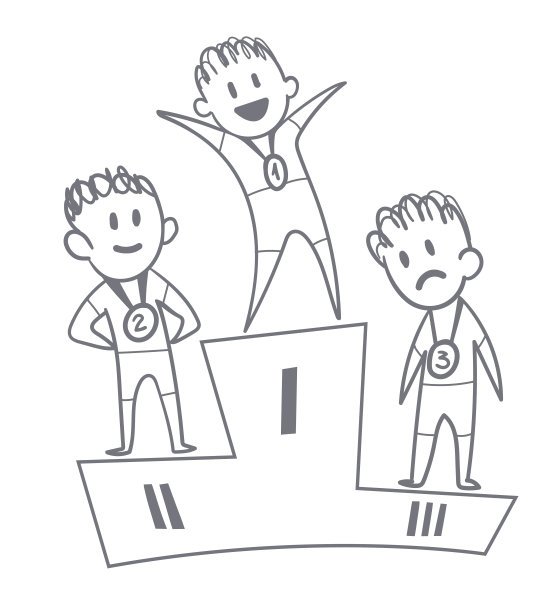 冠军领奖台。黑白色草图轮廓图片下载