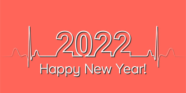 医学сhristmas横幅，2022年新年快乐，矢量2022时尚浪潮心电图，健康生活理念，3D效果图片下载