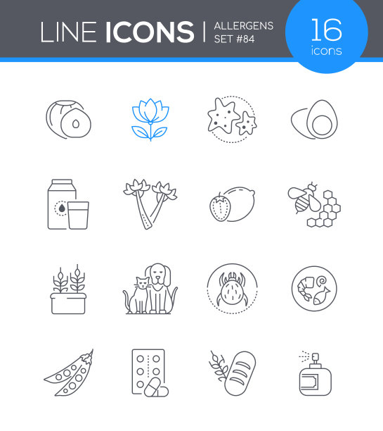 过敏原-现代线条设计风格图标集图片下载