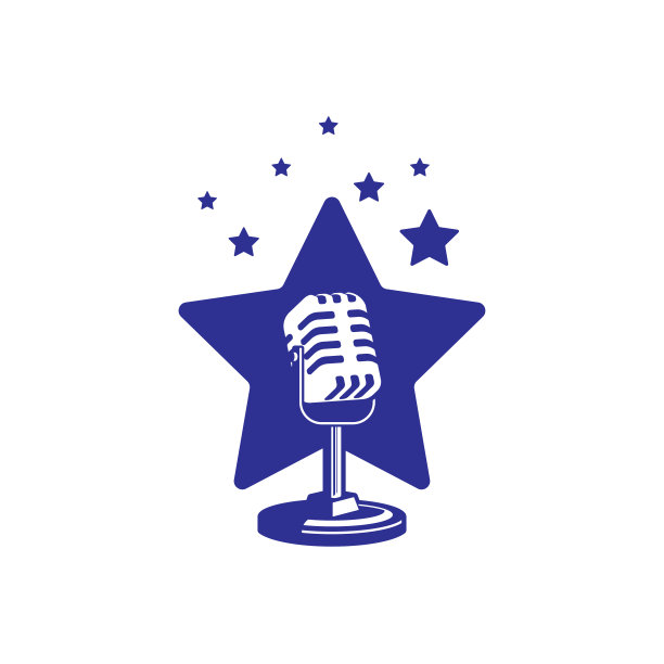 歌手明星图标模板。麦克风剪影内星。领导图标，歌曲比赛，事件，卡拉ok，播客图片下载