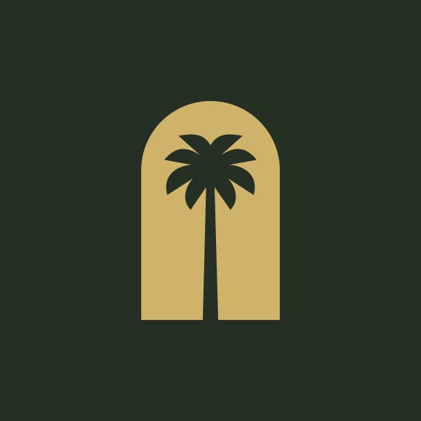 波西米亚棕榈树拱形门矢量插画图片下载