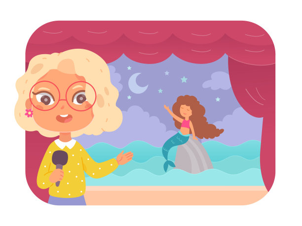 记者为媒体报道新闻，艺术电视频道，小女孩拿着麦克风图片下载