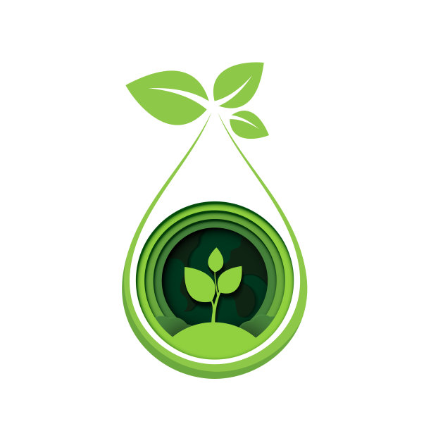 剪纸植物芽生态学的抽象概念。幼苗树叶。拯救地球自然环境，培育生命生态。矢量设计图片下载