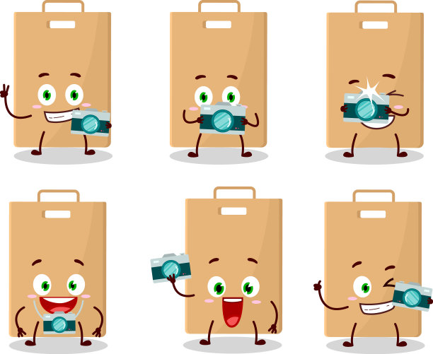 摄影师专业表情包与食品袋图片下载